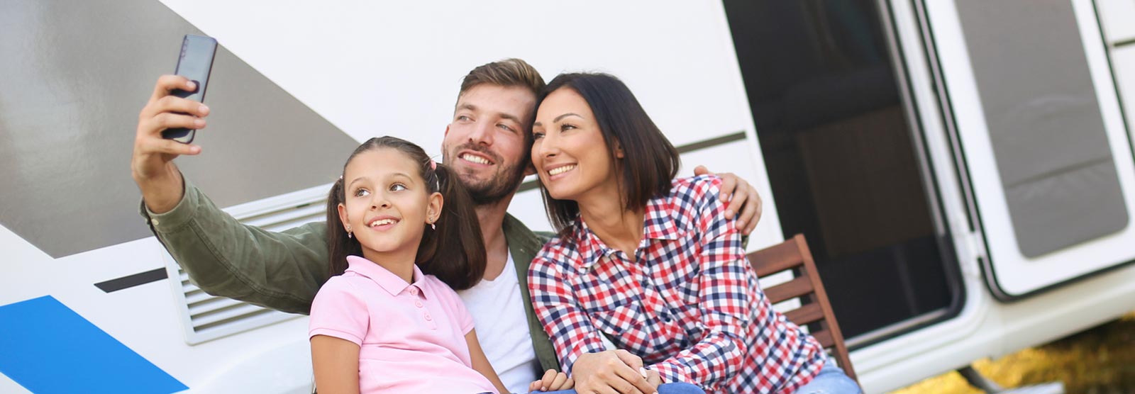 Family on vacation with an RV